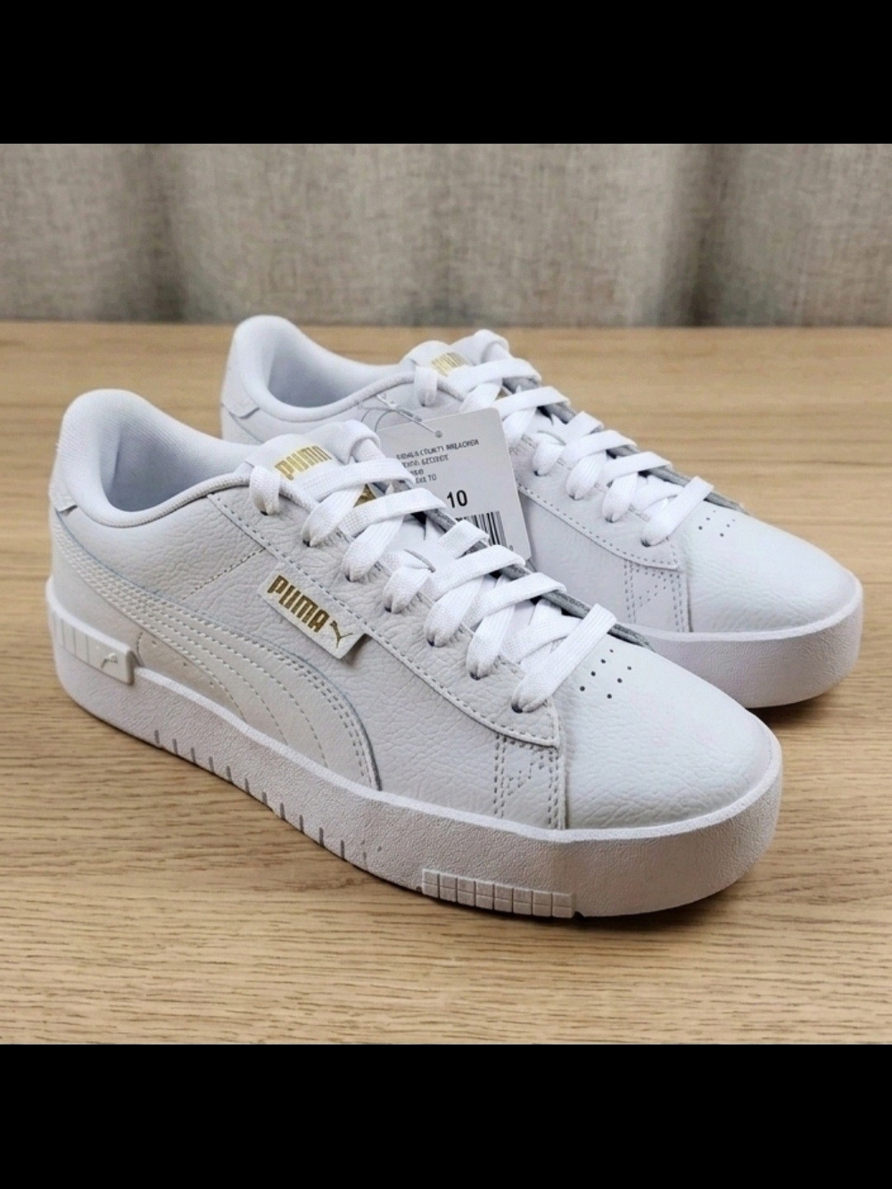 PUMA Women's Size 10 White Gold Platform Leather Court Sneakers NIB